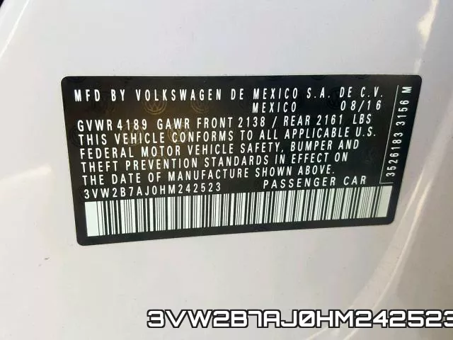 3VW2B7AJ0HM242523 фото 2