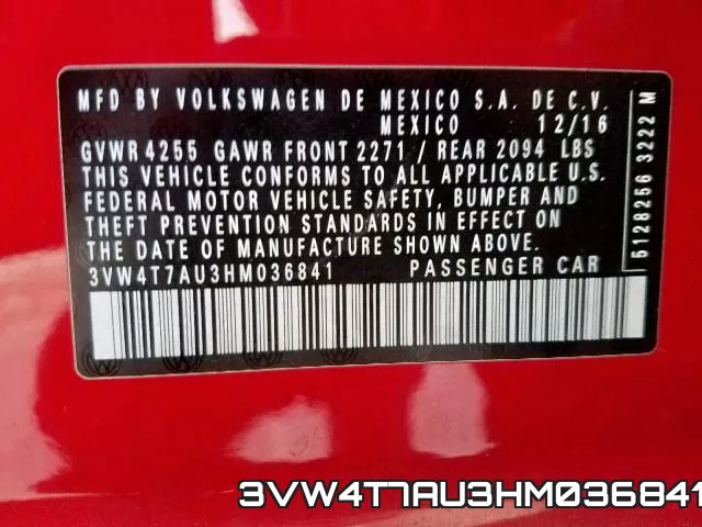 3VW4T7AU3HM036841 фото 2