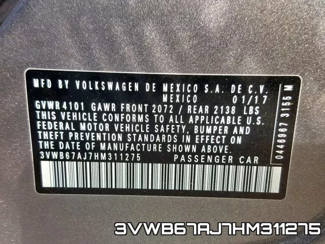3VWB67AJ7HM311275 фото 2