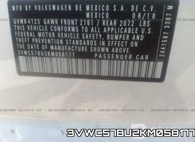 3VWC57BU2KM058177 фото 10
