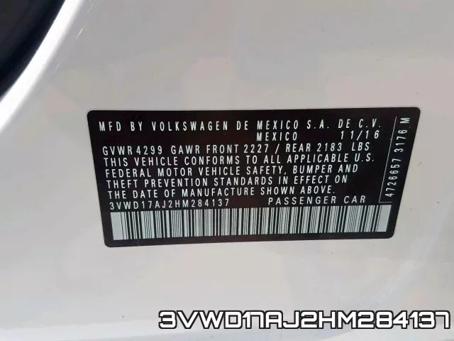 3VWD17AJ2HM284137 фото 2