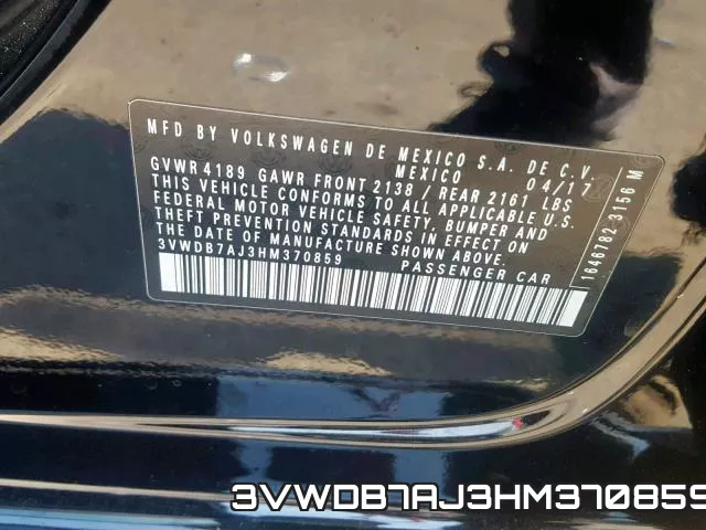 3VWDB7AJ3HM370859 фото 2