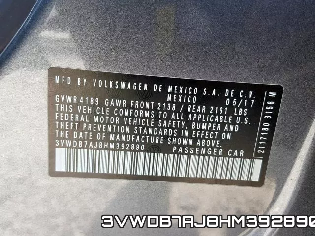 3VWDB7AJ8HM392890 фото 2
