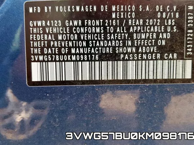 3VWG57BU0KM098176 фото 2