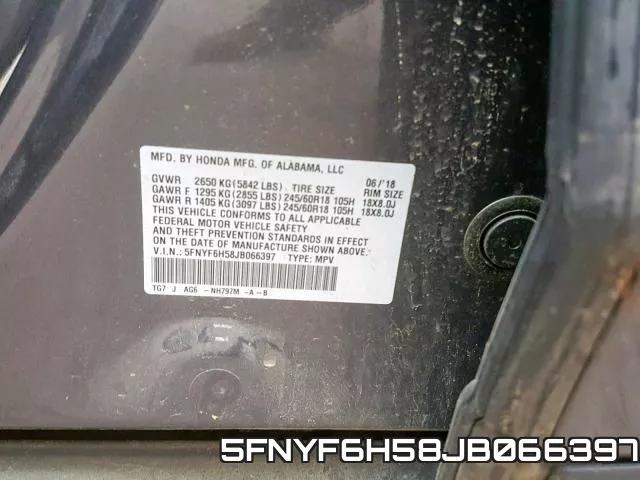 5FNYF6H58JB066397 фото 2