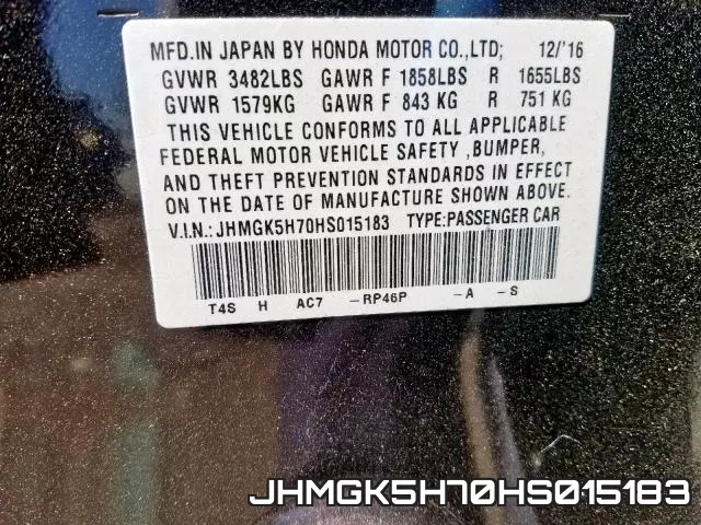 JHMGK5H70HS015183 фото 2