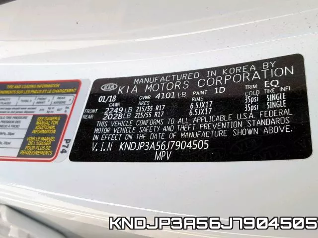 KNDJP3A56J7904505 фото 2