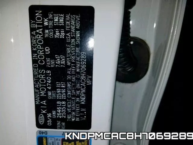 KNDPMCAC8H7069289 фото 2