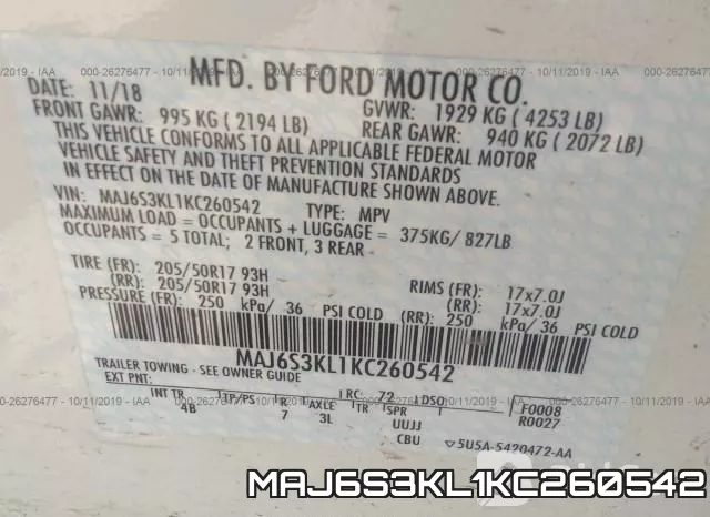 MAJ6S3KL1KC260542 фото 9