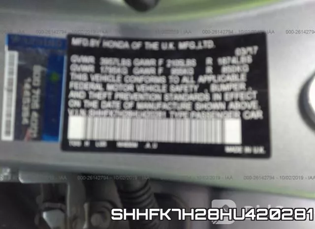SHHFK7H28HU420281 фото 10