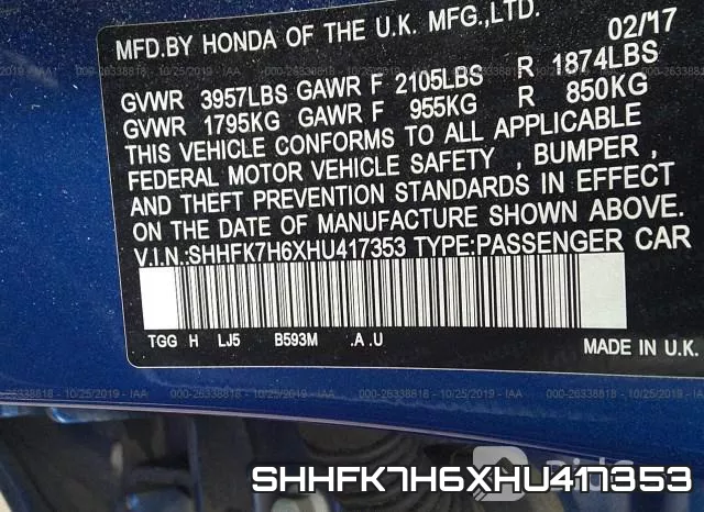 SHHFK7H6XHU417353 фото 10