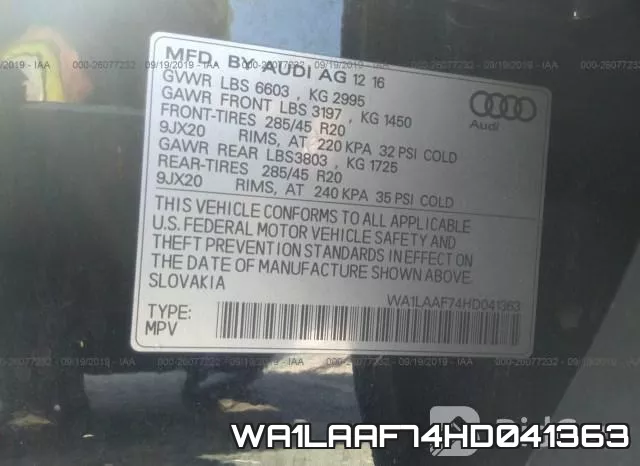 WA1LAAF74HD041363 фото 10