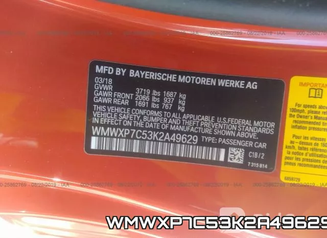 WMWXP7C53K2A49629 фото 10