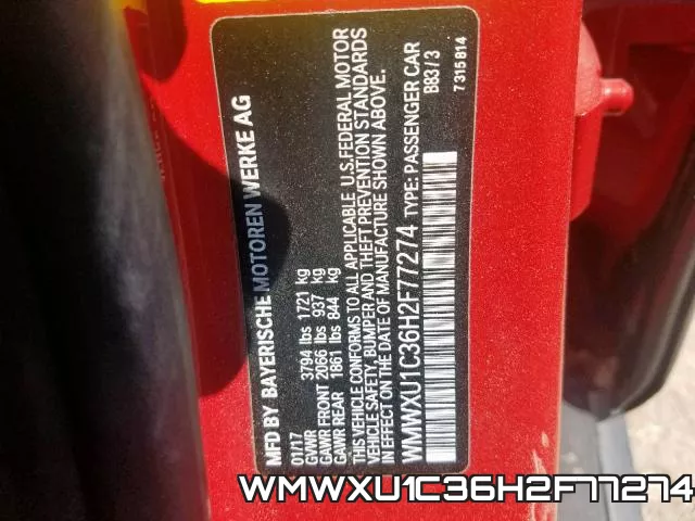 WMWXU1C36H2F77274 фото 2