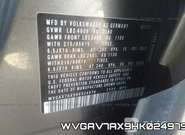 WVGAV7AX9HK024979 фото 10
