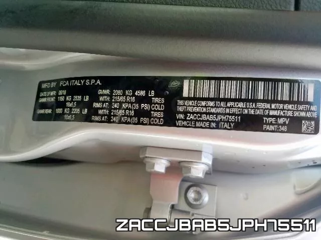 ZACCJBAB5JPH75511 фото 2