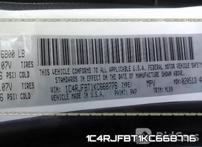 1C4RJFBT1KC668776 фото 10