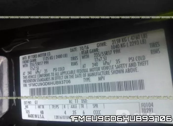 1FMCU9GD6HUB93706 фото 10