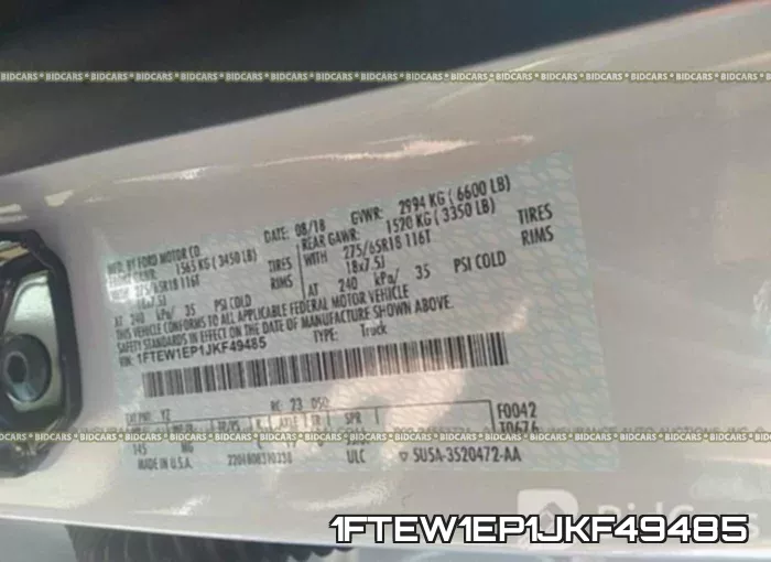 1FTEW1EP1JKF49485 фото 10