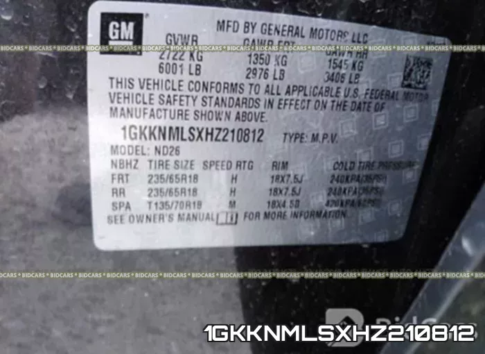 1GKKNMLSXHZ210812 фото 10