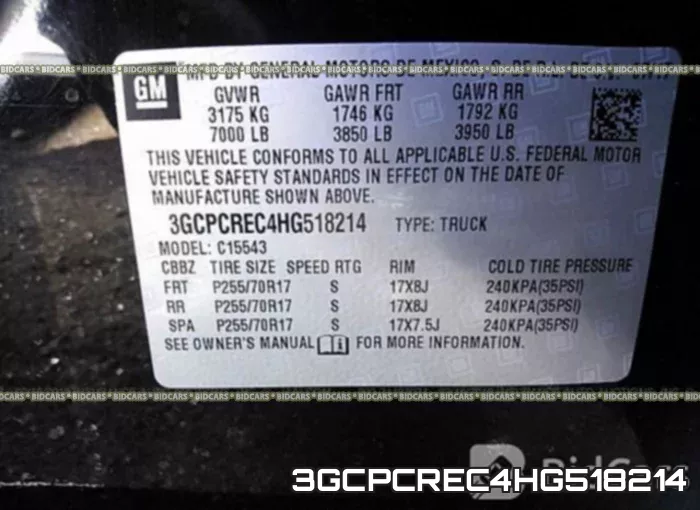 3GCPCREC4HG518214 фото 10