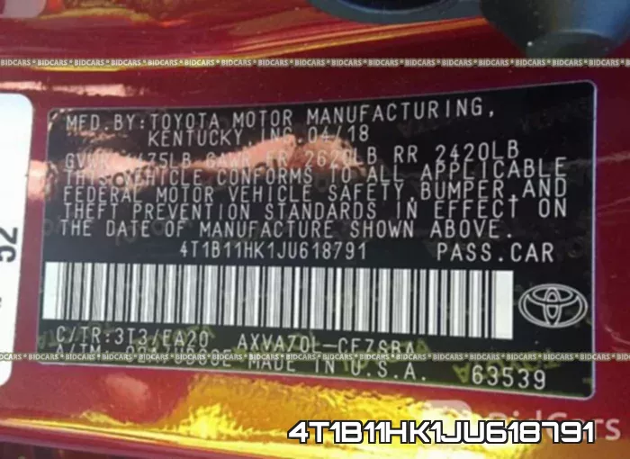 4T1B11HK1JU618791 фото 10