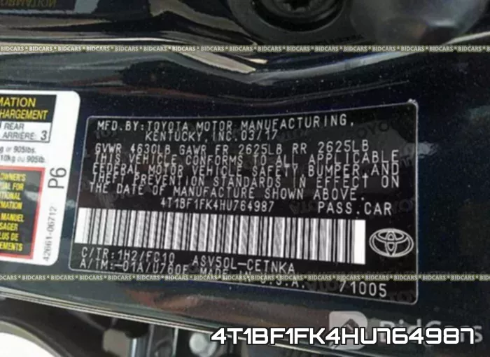 4T1BF1FK4HU764987 фото 10