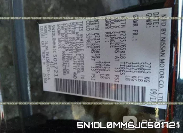 5N1DL0MM6JC501721 фото 10
