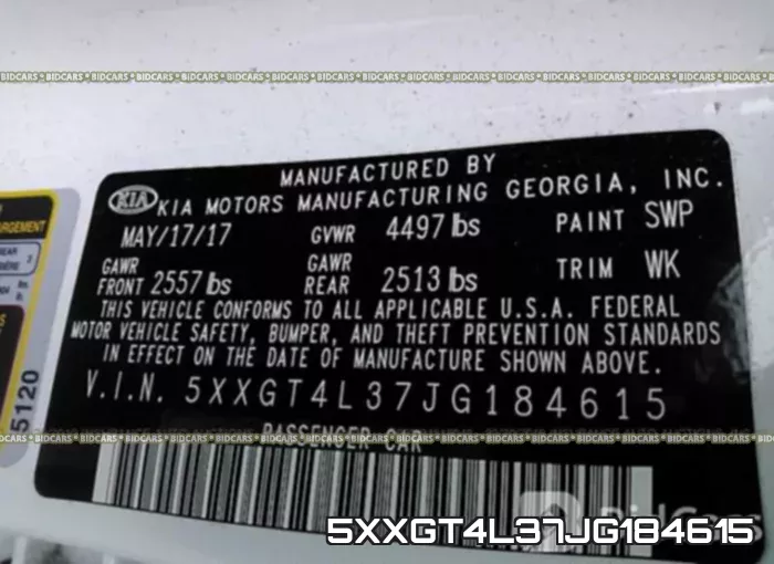 5XXGT4L37JG184615 фото 10