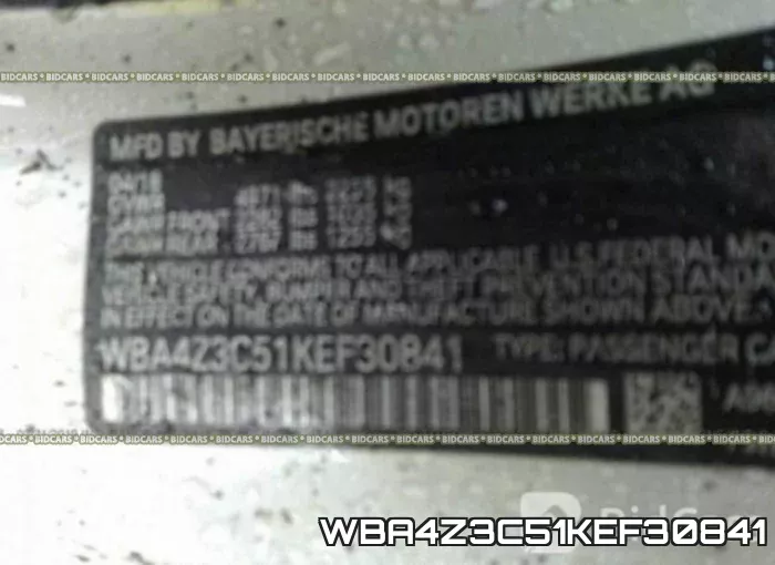 WBA4Z3C51KEF30841 фото 10