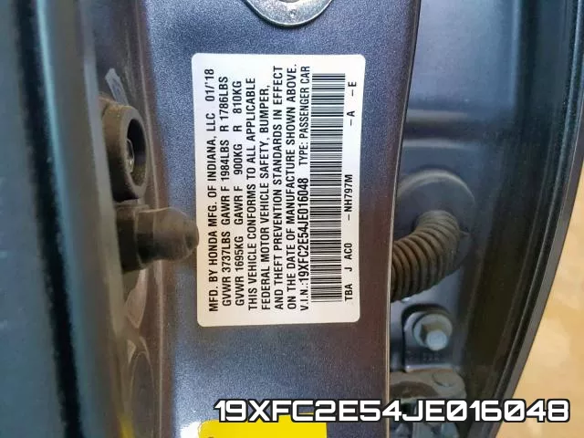 19XFC2E54JE016048 фото 2