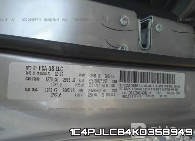 1C4PJLCB4KD358949 фото 10