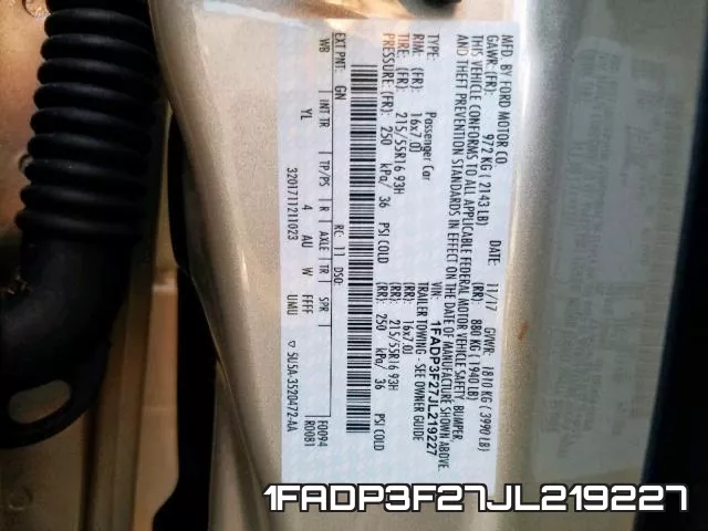 1FADP3F27JL219227 фото 2