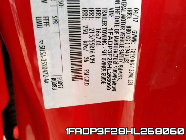 1FADP3F28HL268060 фото 2