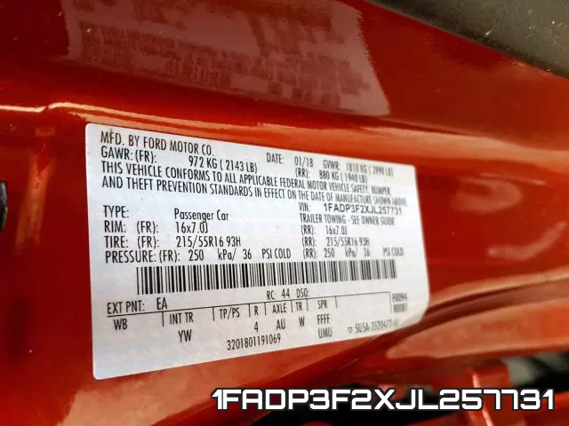 1FADP3F2XJL257731 фото 2