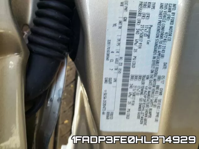 1FADP3FE0HL274929 фото 2