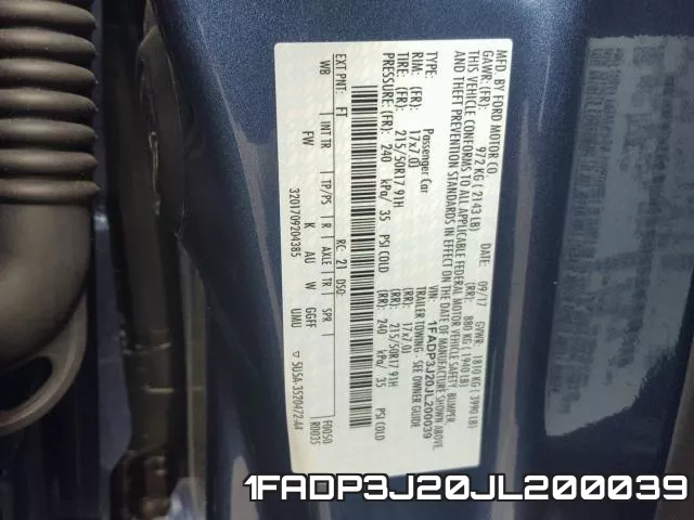 1FADP3J20JL200039 фото 2
