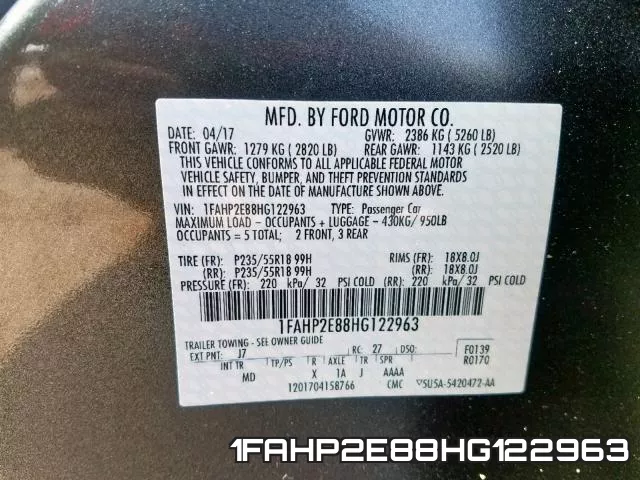 1FAHP2E88HG122963 фото 2