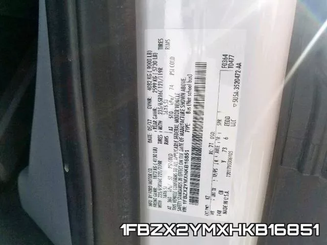 1FBZX2YMXHKB16851 фото 2