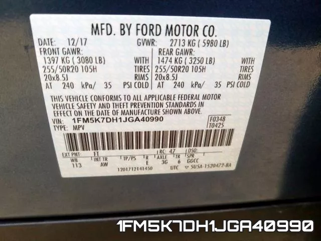 1FM5K7DH1JGA40990 фото 2