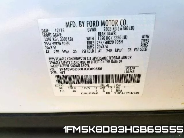 1FM5K8D83HGB69555 фото 2
