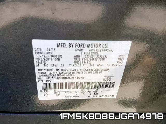1FM5K8D88JGA74978 фото 2
