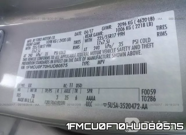 1FMCU0F70HUD80575 фото 10