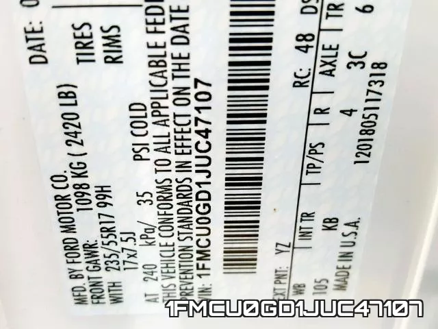 1FMCU0GD1JUC47107 фото 2