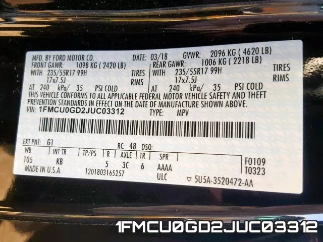 1FMCU0GD2JUC03312 фото 2