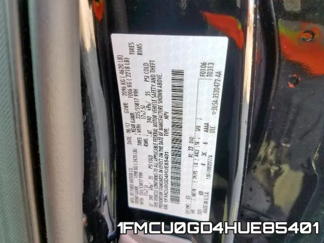 1FMCU0GD4HUE85401 фото 2