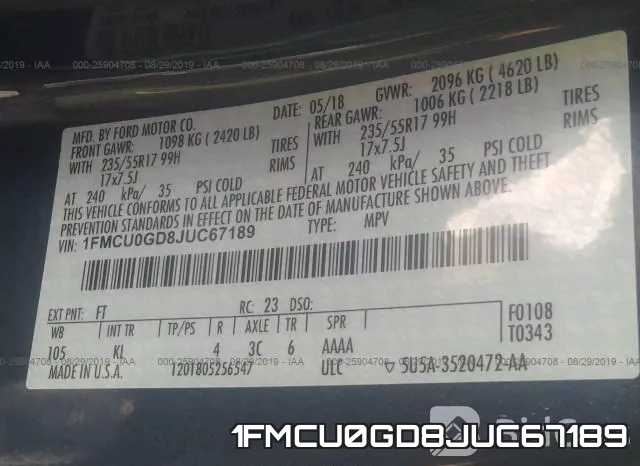 1FMCU0GD8JUC67189 фото 10