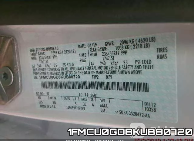 1FMCU0GD8KUB80720 фото 10