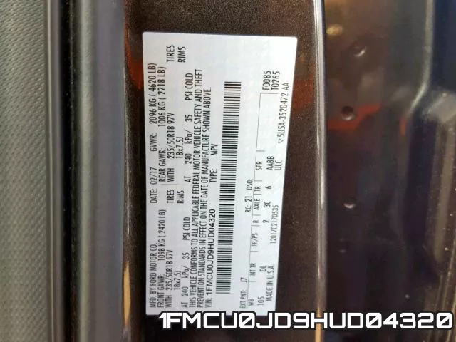 1FMCU0JD9HUD04320 фото 2