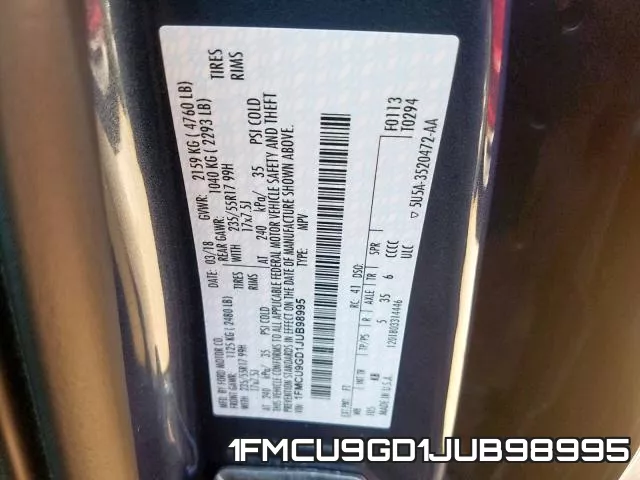 1FMCU9GD1JUB98995 фото 2